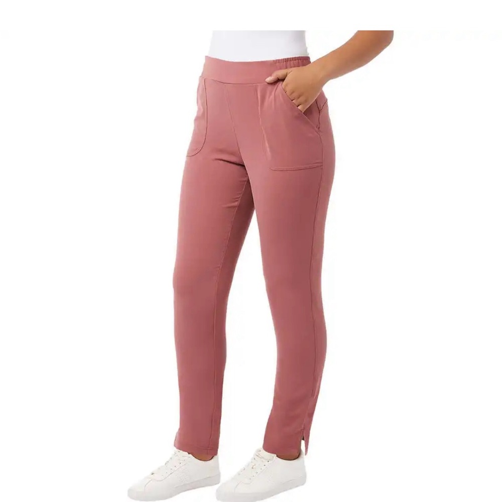 32 Degrees Cool Women's Soft Twill Pull On Pants Front Pockets Pink NWT